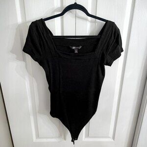 BANANA REPUBLIC - Ribbed Square-Neck Thong Bodysuit - Size L